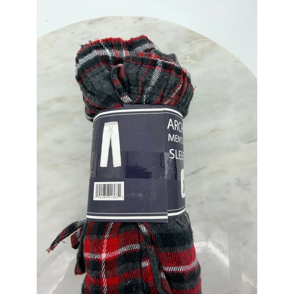 Architect Mens Flannel Sleep Pant XL Red Black White Plaid Pajama Bottoms NWT